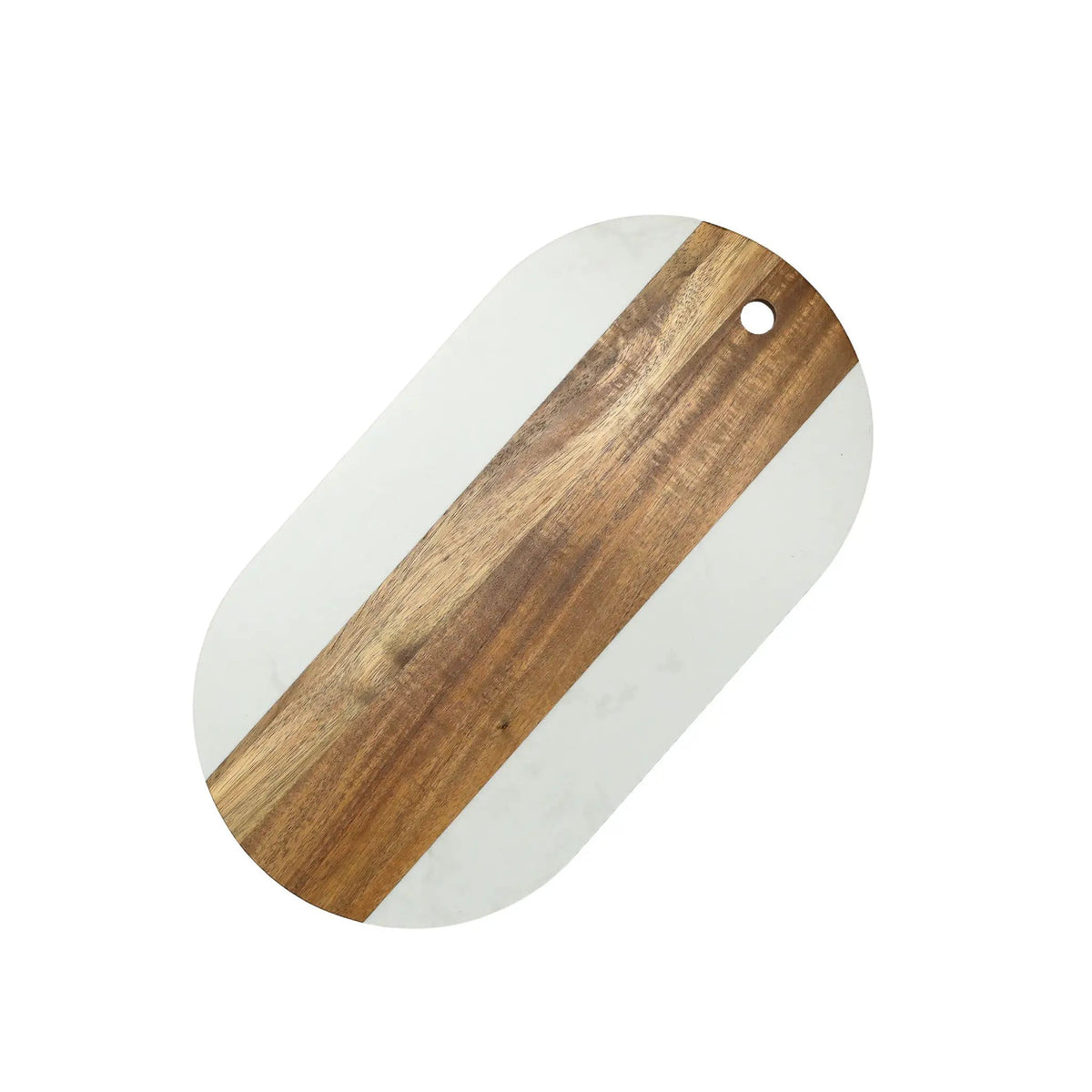 White Marble and Acacia Wood Oval Board, photo 4 of 5