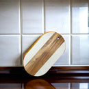 White Marble and Acacia Wood Oval Board by creativegiftsdirect