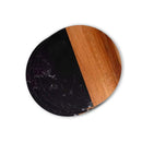 Set Of 4 Black Marble and Acacia Wood 4" Round Coasters by creativegiftsdirect