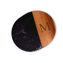 Set Of 4 Black Marble and Acacia Wood 4" Round Coasters by creativegiftsdirect