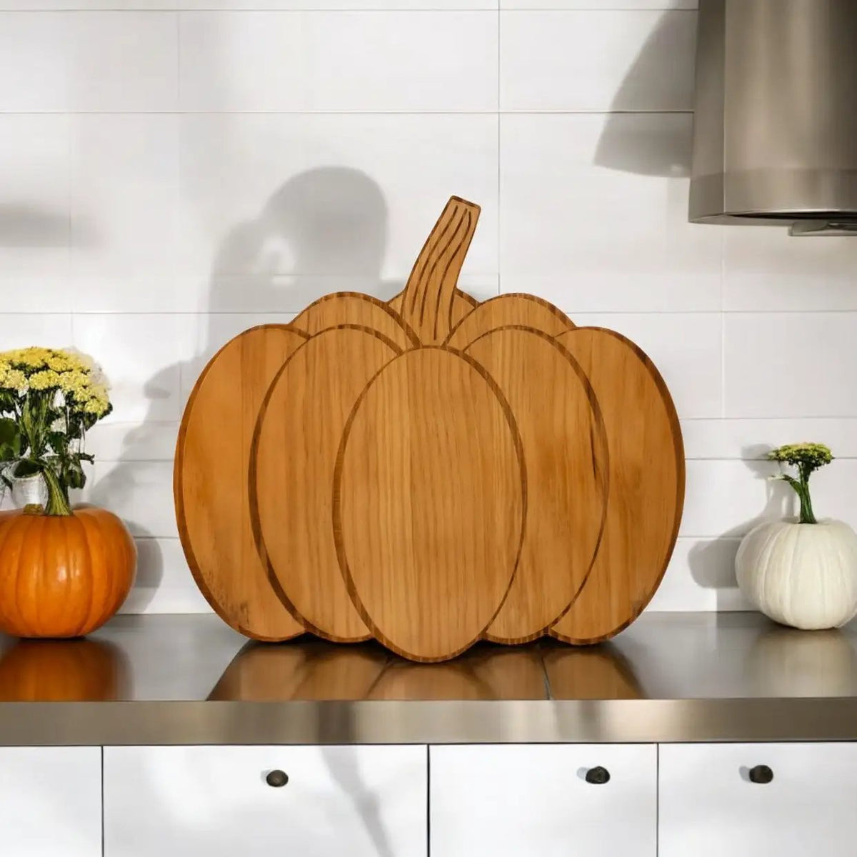 Pumpkin Wood Board - 13.5" x 15", installed in a room