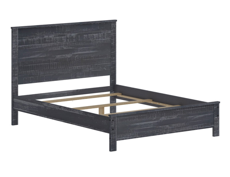 Albany Solid Wood Grey Bed, Modern Rustic Wooden Twin Size Bed Frame Box Spring Needed