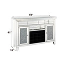 Noralie - 41" Wine Cabinet With LED - Mirrored & Faux Diamonds