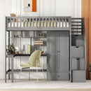 Loft Bed With Bookshelf, Drawers, Desk, And Wardrobe by HouseOfZazla