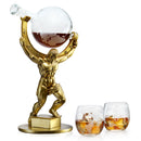 Atalas Bronze World Globe Whiskey Decanter Premium Barware Gift by The Wine Savant