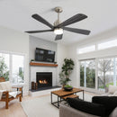Modern Ceiling Fan With Dimmable LED Light 5 Solid Wood Blades Remote Control Reversible Dc Motor With Smart App Control - Nickel by HouseOfZazla