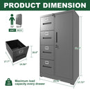 Metal Storage Vertical Filing Cabinet With Lock, 4 Drawers, 1 Door, Steel Construction, School / Office Use by HouseOfZazla