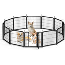 Dog Playpen Outdoor, 12 Panel Dog Fence 24" Pet Pen for Small Dogs Pet Exercise Pen for Puppy/Rabbit/Small Animals Portable Playpen for RV Camping Garden Yard, Indoor. Black, 22.2" W x 23.6" H.