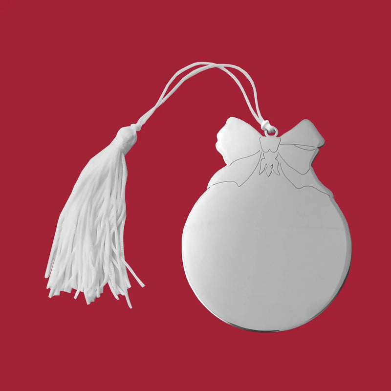Ball Ornament with Bow White Tassel, photo 3 of 3