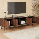 TV Stand With Soft Closing Hinges And Cable Management - Walnut by HouseOfZazla