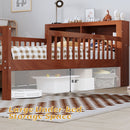 Bed With Headboard Storage Rack, 2 Under Bed Drawers, 3 Side Guardrails For Safety by Unique Piece Furniture