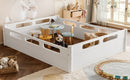 Queen Size Floor Platform Bed with Guardrails