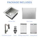 21" Drop In Kitchen Sink With Pull Out Faucet And Sink Cover, 16 Gauge - Brushed Nickel by HouseOfZazla