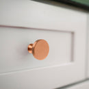 Akicon Copper Kitchen Cabinet Knobs 1-1/4 inch (32 mm) Diameter 100% Solid Brass Drawer Knob AK01916-C