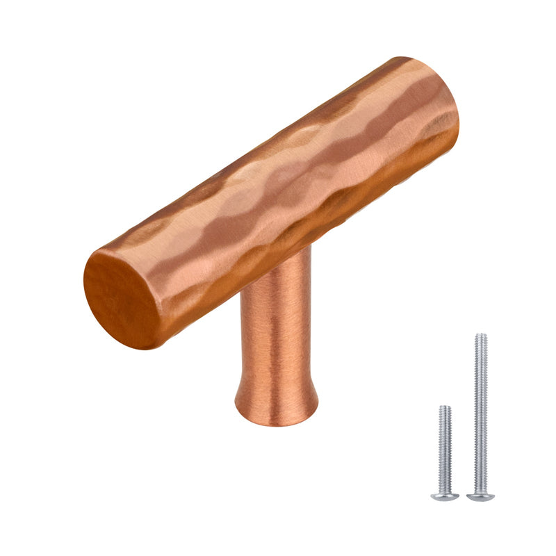 Akicon Hammered Copper Kitchen T Bar Cabinet Pulls 100% Solid Brass Drawer Knob AK01917A-C