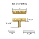 Akicon Hammered Polished Gold Kitchen T Bar Cabinet Pulls 100% Solid Brass Drawer Knob AK01917A-PB
