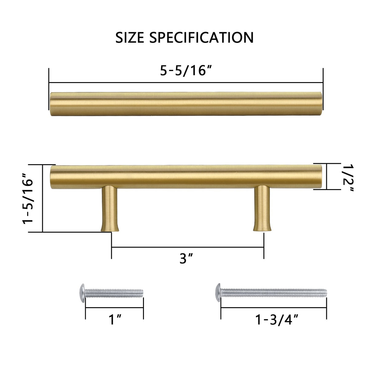 Akicon Brushed Gold Kitchen Cabinet Handles 100% Solid Brass Drawer Pulls, photo 5 of 7