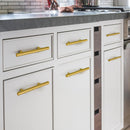 Akicon 3 Inch Hole Center Brushed Gold Kitchen Cabinet Handles 100% Solid Brass Drawer Pulls AK01930-BG