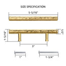 Akicon 3 Inch Hole Center Hammered Polished Gold Kitchen Cabinet Handles 100% Solid Brass Drawer Pulls AK01930A-PB