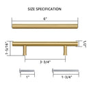 Akicon 3-3/4 Inch Hole Center Brushed Gold Kitchen Cabinet Handles 100% Solid Brass Drawer Pulls AK01931-BG