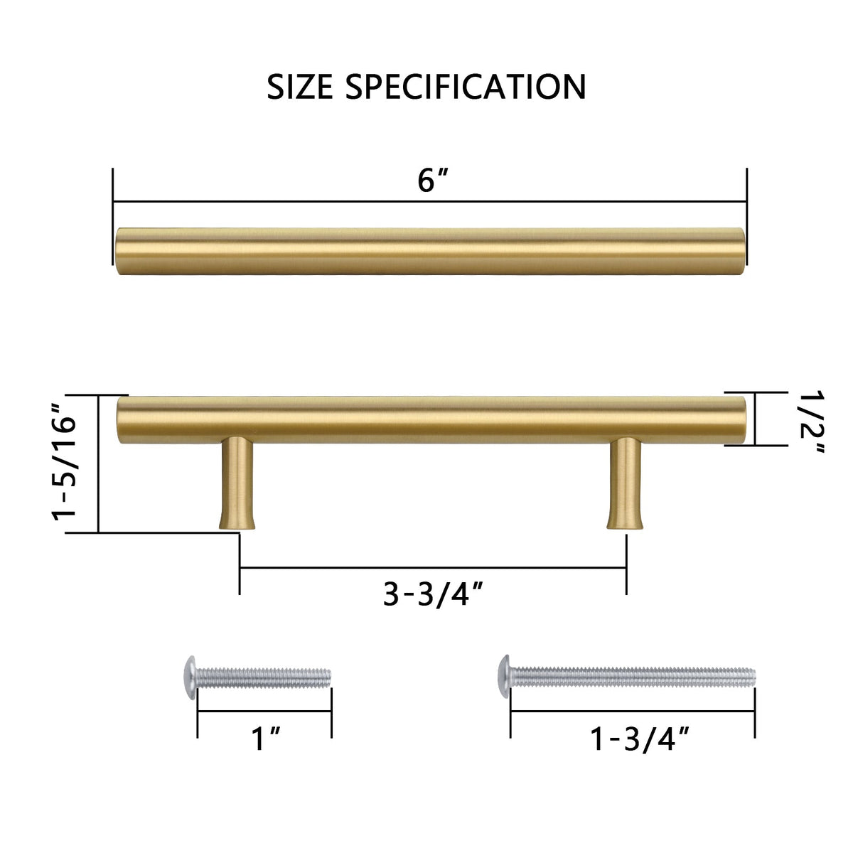 Akicon Brushed Gold Kitchen Cabinet Handles 100% Solid Brass Drawer Pulls, photo 6 of 7
