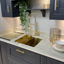 Akicon 3 Inch Hole Center Hammered Polished Gold Kitchen Cabinet Handles 100% Solid Brass Drawer Pulls AK01930A-PB