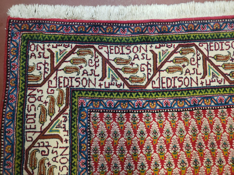 6x9 Finely Woven Turkish Tribal Rug, Boteh/Paisley Pattern, Red & Beige Area Rug, Vintage Wool Carpet, Entryway Rug, Hand-Knotted Foyer Rug