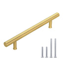 Akicon 5 Inch Hole Center Brushed Gold Kitchen Cabinet Handles 100% Solid Brass Drawer Pulls AK01932-BG