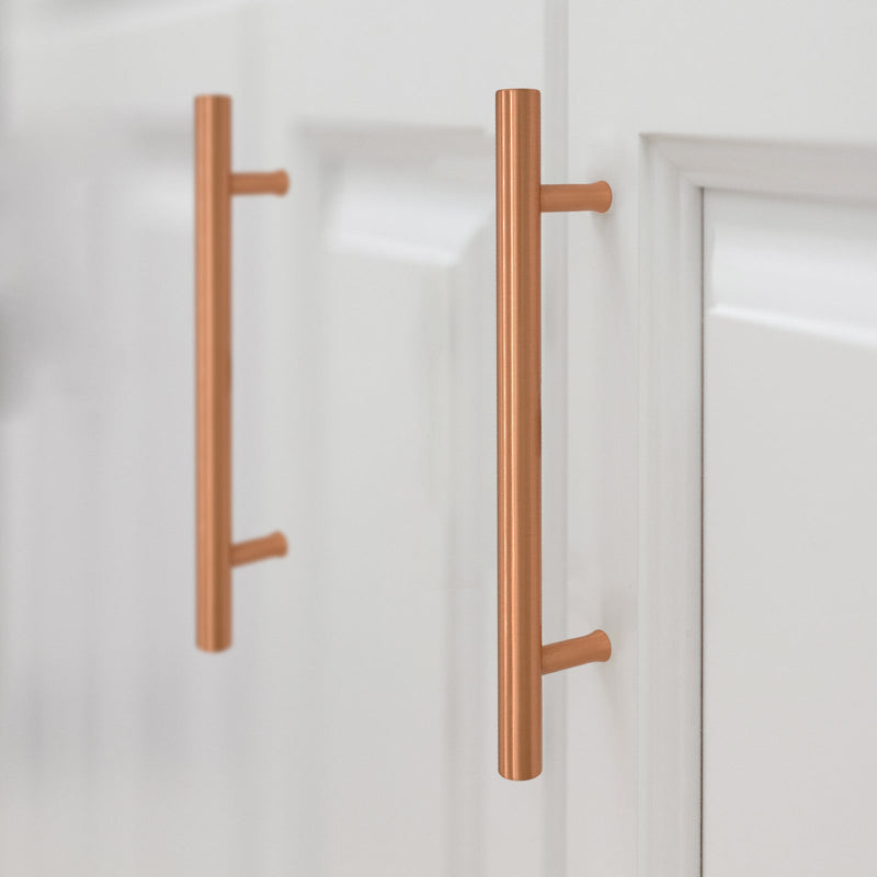 Akicon 5 Inch Hole Center Copper Kitchen Cabinet Handles 100% Solid Brass Drawer Pulls AK01932-C