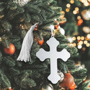 Cross Ornament W/white Tassel Np 4.5 X 3 by creativegiftsdirect