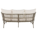 4-Piece Rattan Outdoor Patio Conversation Set with Seating Set for 5 and Coffee Table for Porch, Backyard and Garden (Brown Grey)