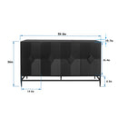 Accent Black Lacquered 4 Door Wooden Cabinet Sideboard Buffet Server Cabinet Storage Cabinet, for Living Room, Entryway, Hallway, Office, Kitchen and Dining Room