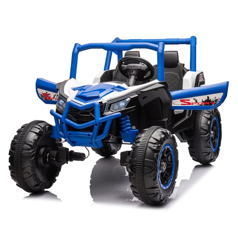 24V Ride On XXL UTV car for kid,2seater with two safety belts, Side by Side 4x4 Ride on Off-Road Truck with Parent Remote Control, Battery Powered Electric Car w/High Low Speed, two safety belts.