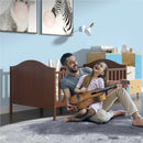 2-in-1 Classic Convertible Wooden Toddler Bed with 2 Side Guardrails for Extra Safety by LJGDeals