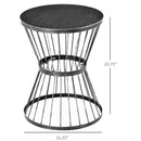 16" Steel Patio Side Table, Garden End Table with Hourglass Design, Accent Table for Outdoor and Indoor Use, Black