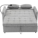 56.9' Loveseat Sofa Pull-out Sofa Bed Sleeper Sofa with a Reversible Backrest Cushion, Side Pockets, Two USB Ports and a Phone Holder for Living Room, Grey