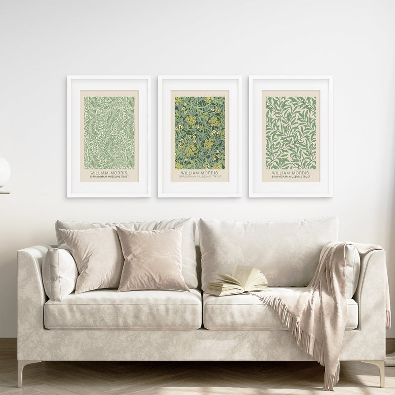 3 Piece William Morris Wall Art Set. Greenery Exhibition Style