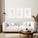 Set of 3 Minimalist Woman One Line Drawing Wall Art Prints by Wall Art Set