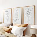 Set of 3 Minimalist Woman One Line Drawing Wall Art Prints by Wall Art Set