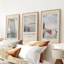 Claude Monet Art Set of 3 Beach Posters Decor by Wall Art Set