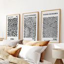 Black White set of 3 Piece Abstract Kusama Art by Wall Art Set