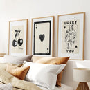 Beige Queen of Hearts Retro Wall Art Poster by Wall Art Set