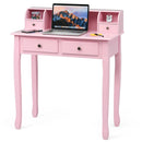 Writing Desk 2-Tier Vanity Desk Computer Desk with 4 Drawers by LJGDeals
