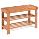 3 Tier Bamboo Bench Storage Shoe Shelf-Natural by LJGDeals