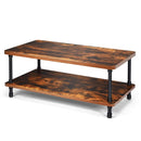 Industrial Vintage Coffee Table with 2-Tier Storage Shelf by LJGDeals