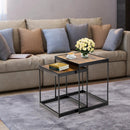 Set of 2 Modern Nesting End Tables with Metal Legs for Living Room-Rustic Brown by LJGDeals