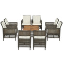 5 Pieces Patio Rattan Furniture Set Cushioned Sofa Armrest Wooden Tabletop-Off White by LJGDeals