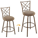 2 Pieces Swivel Pluch Fabrice Cushioned Bar Stool Set-Brown by LJGDeals