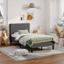 Upholstered Bed Base with Button Stitched Headboard by DirectDeals