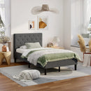 Upholstered Bed Base with Button Stitched Headboard by LJGDeals
